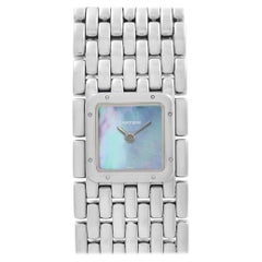 Cartier Panthere Ruban Steel Blue MOP Dial Quartz Ladies Watch W61002T9