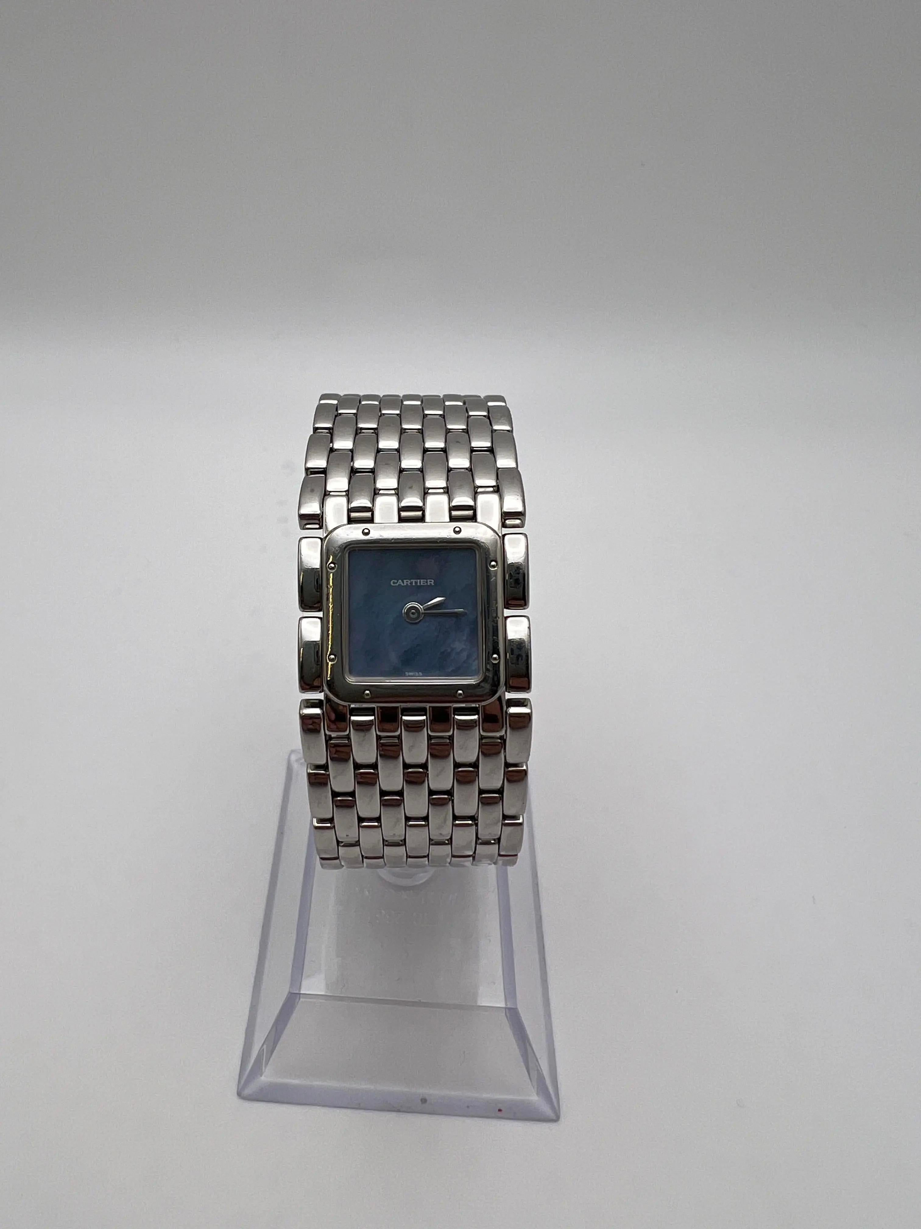 Cartier Panthère Ruban W61002T9 Blue Mother Of Pearl Dial Ladies Watch In Excellent Condition For Sale In New York, NY