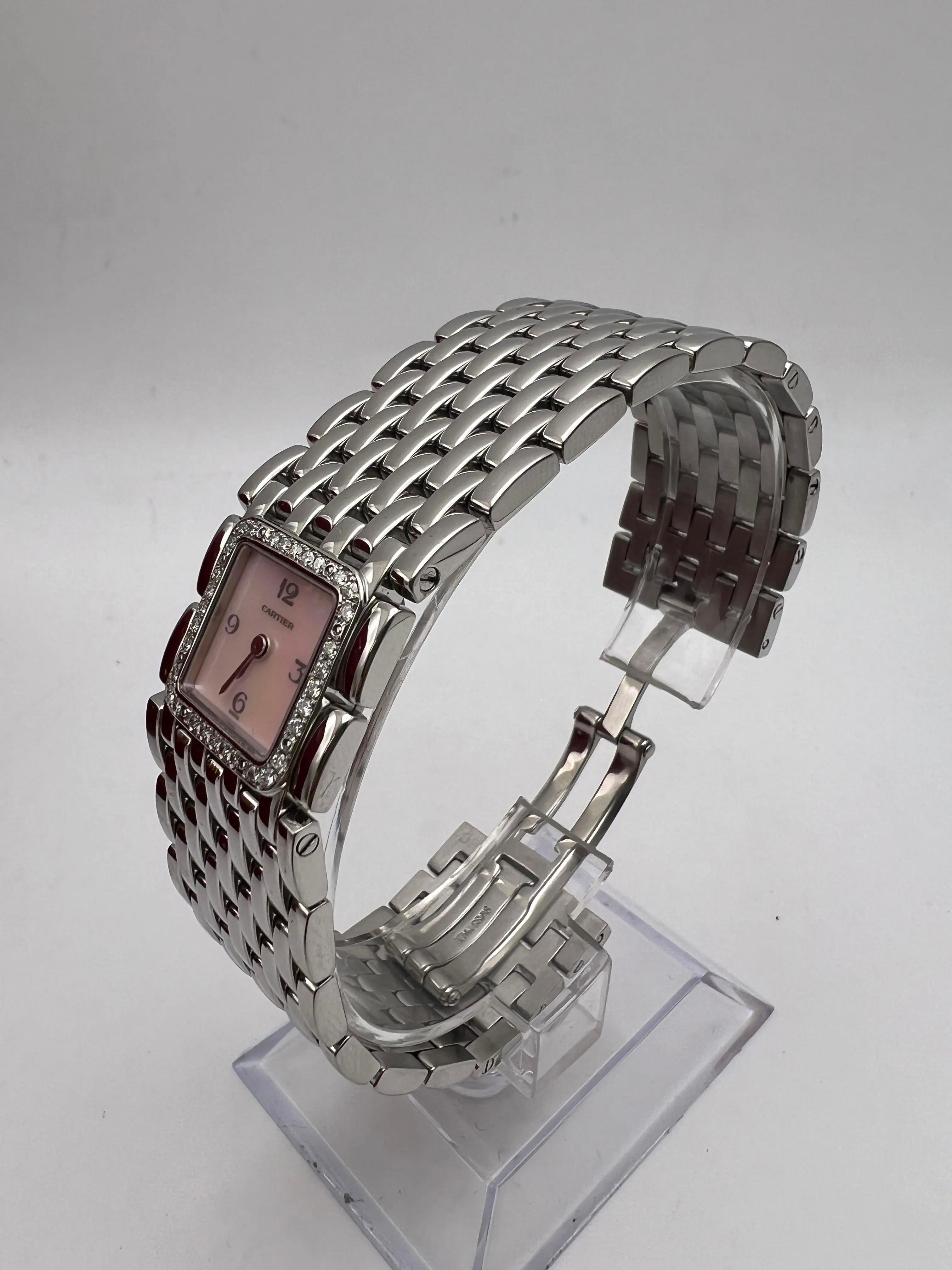 Cartier Panthere Ruban W61003T9 Cadran en nacre rose Lunette en diamant Excellent état - En vente à New York, NY