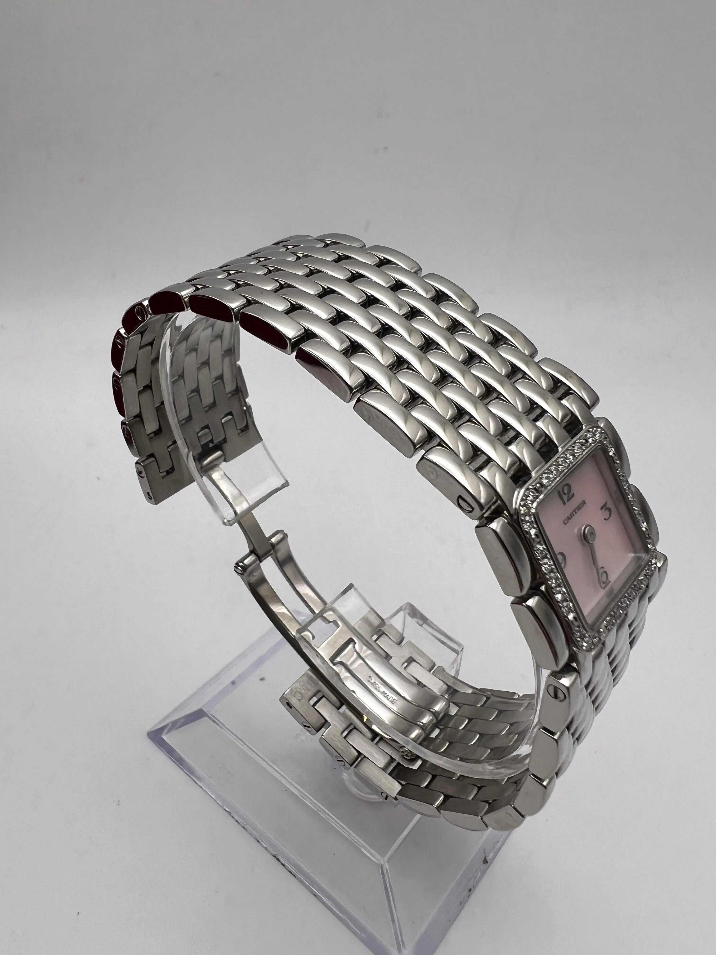 Cartier Panthere Ruban W61003T9 Cadran en nacre rose Lunette en diamant Pour femmes en vente