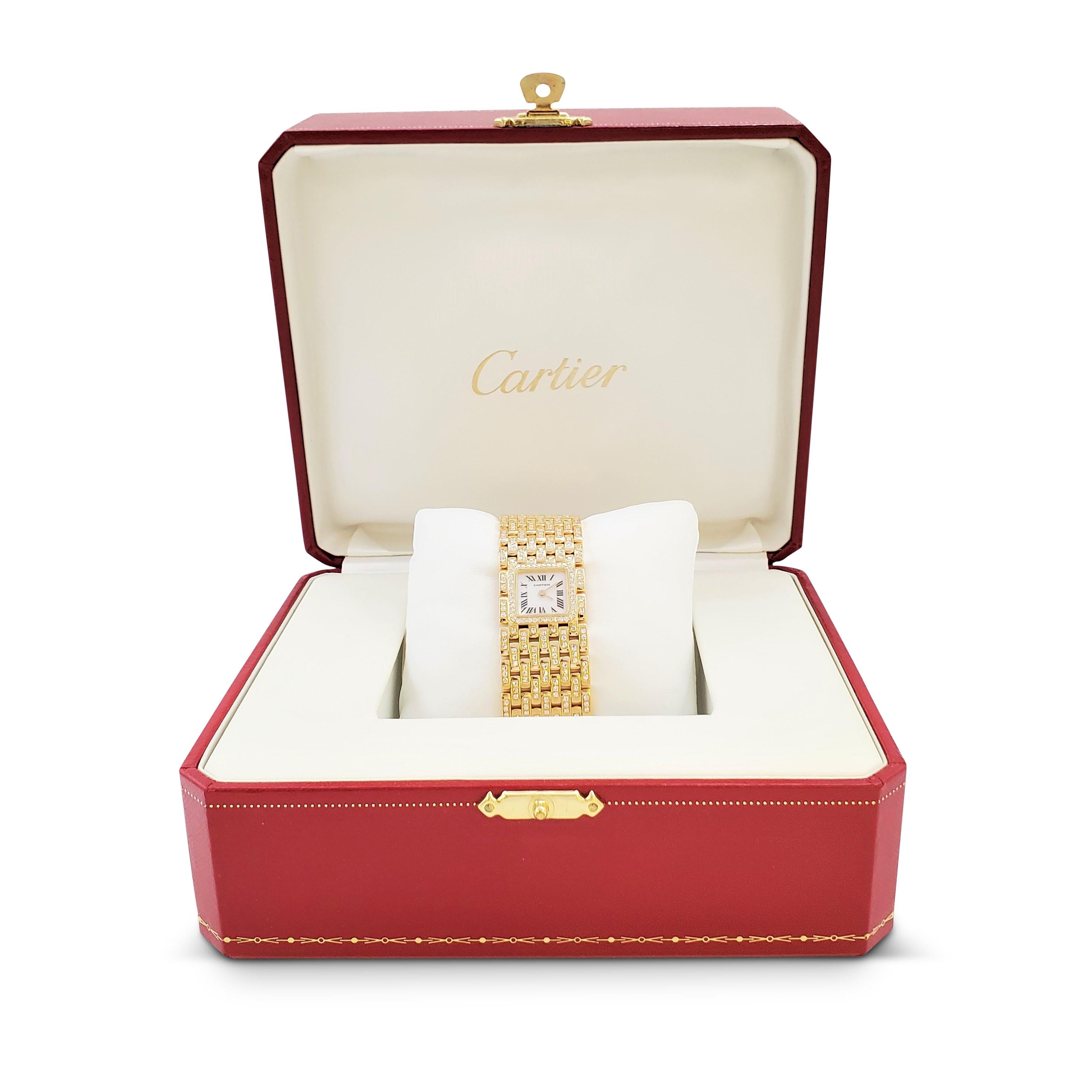 Cartier Panthere Ruban Yellow Gold and Diamond Watch 2