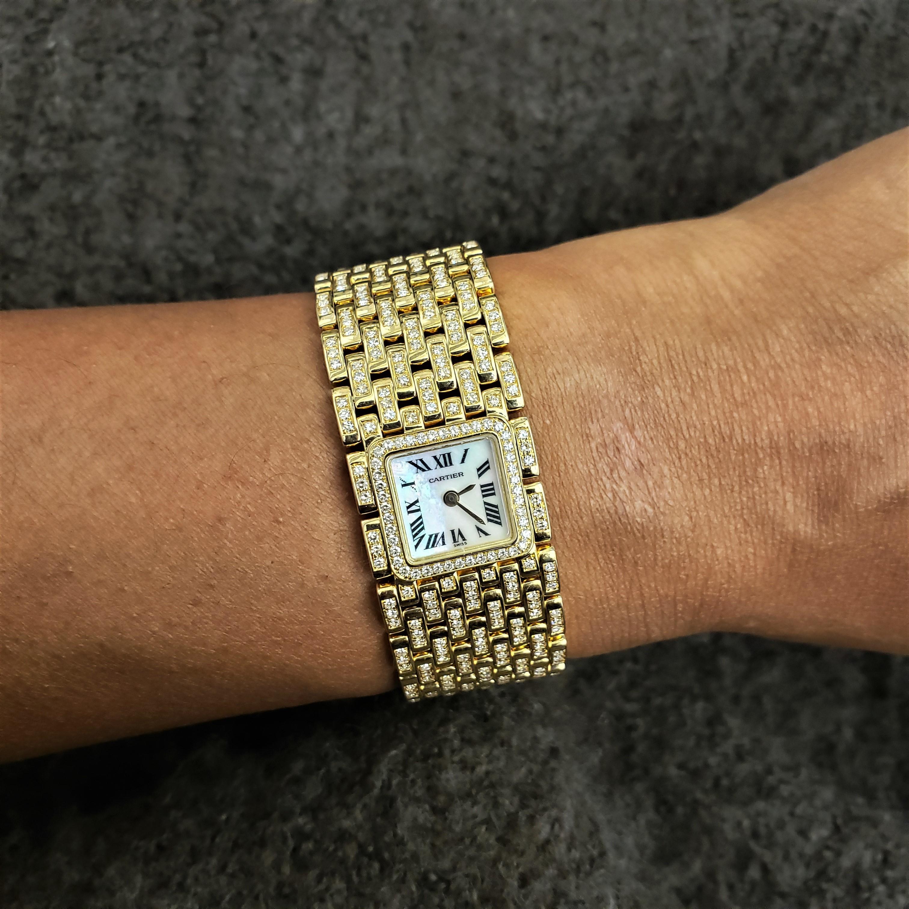 Cartier Panthere Ruban Yellow Gold and Diamond Watch 4