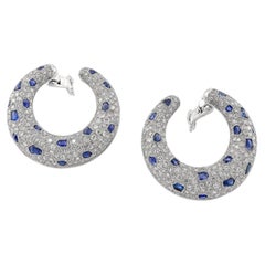 Cartier 'Panthère' Sapphire and Diamond Ear Clips - Large