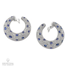 Cartier 'Panthère' Sapphire Diamond Ear Clips, circa 1980