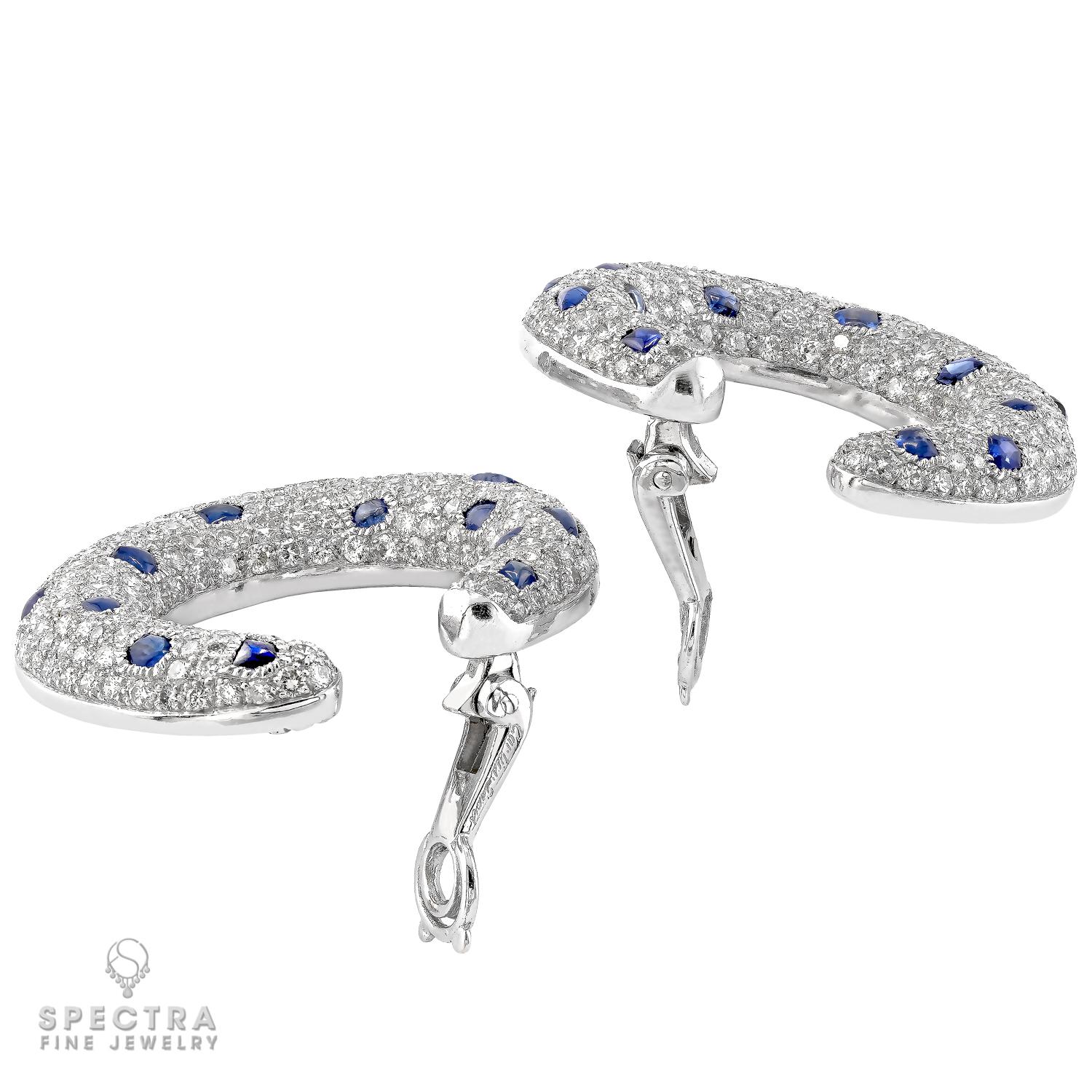 Cartier 'Panthère' Sapphire Diamond Ear Clips, circa 1980 In Good Condition For Sale In New York, NY