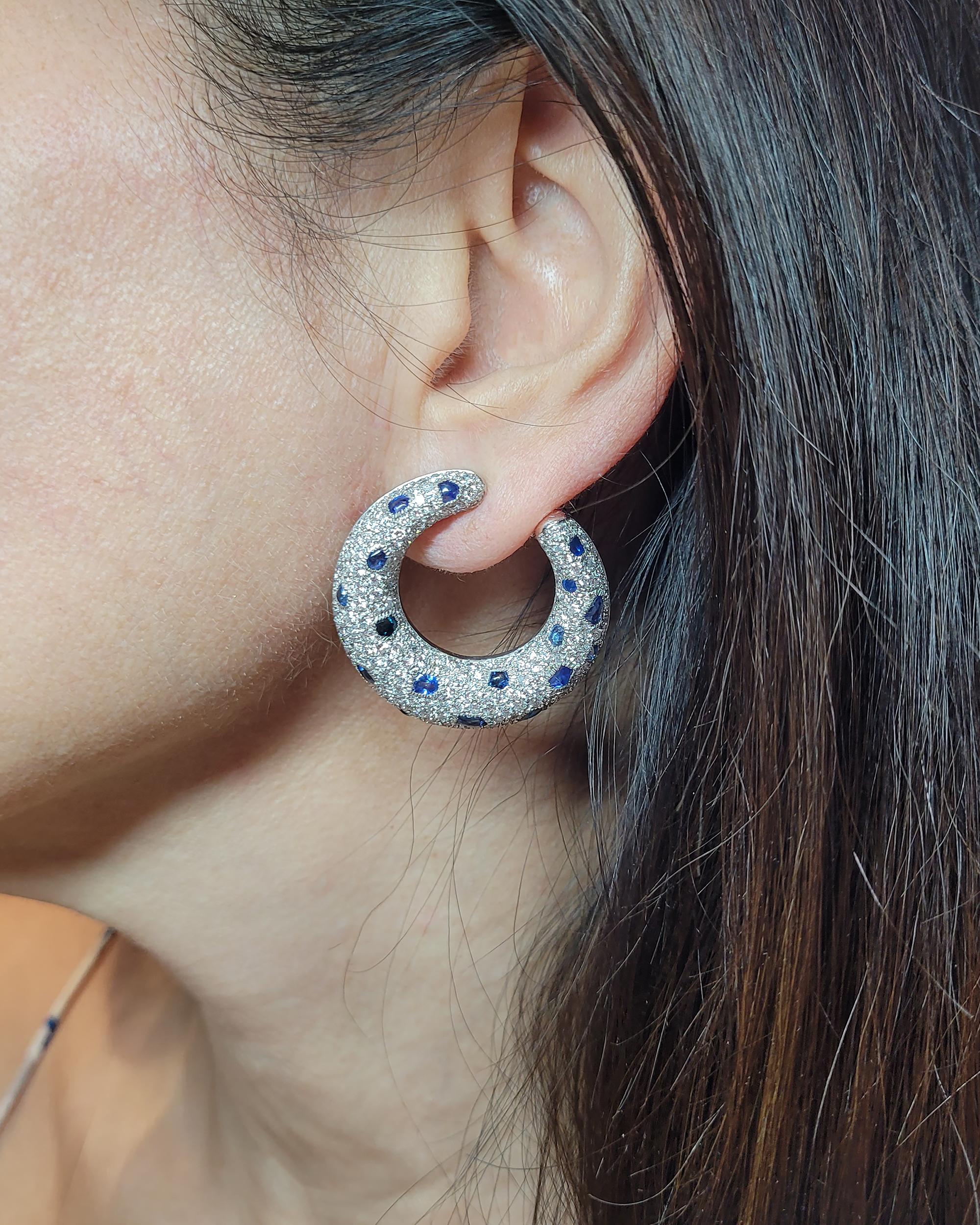 Women's Cartier 'Panthère' Sapphire Diamond Ear Clips, circa 1980 For Sale