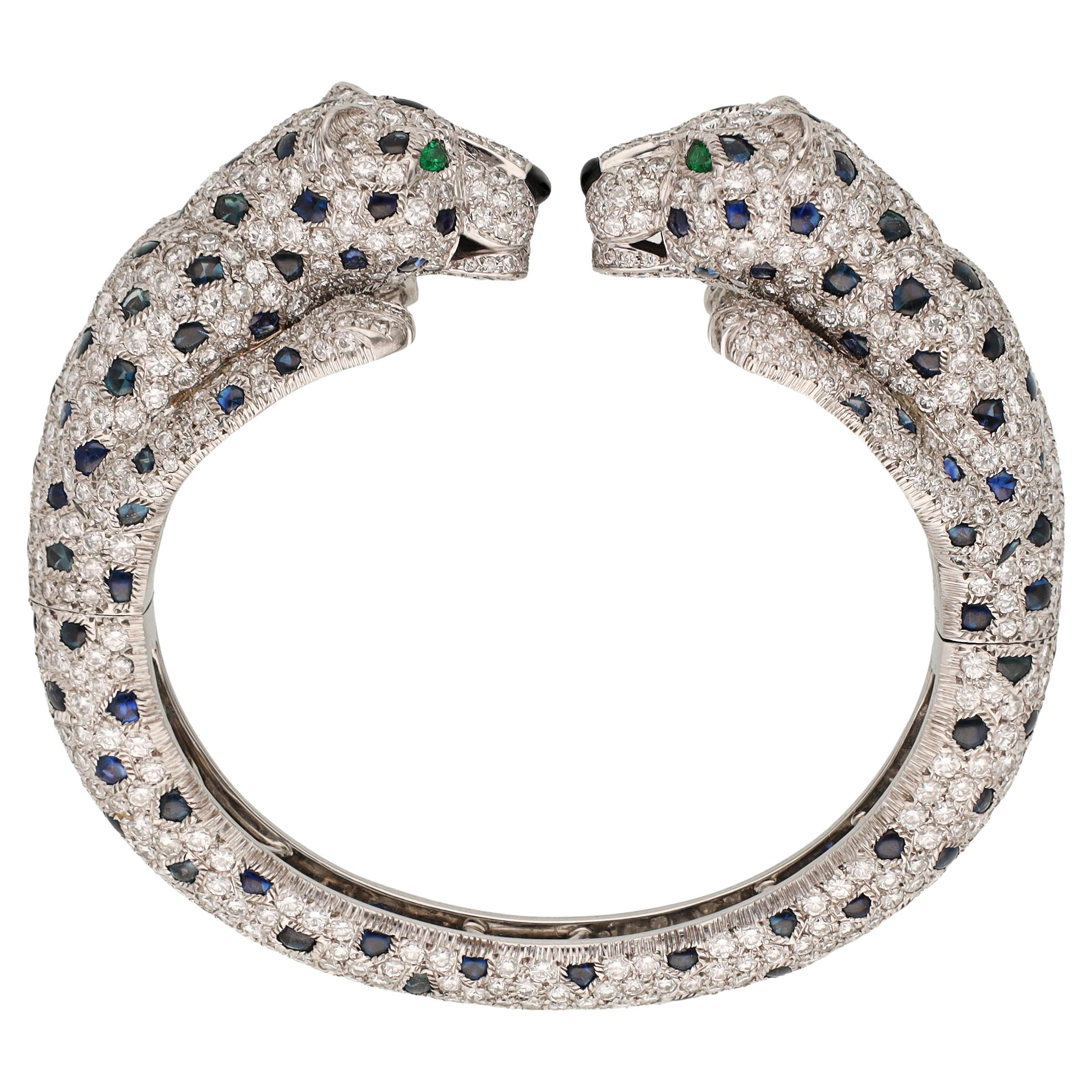 CARTIER Panthere Sapphire, Onyx, Emerald and Diamond Bangle