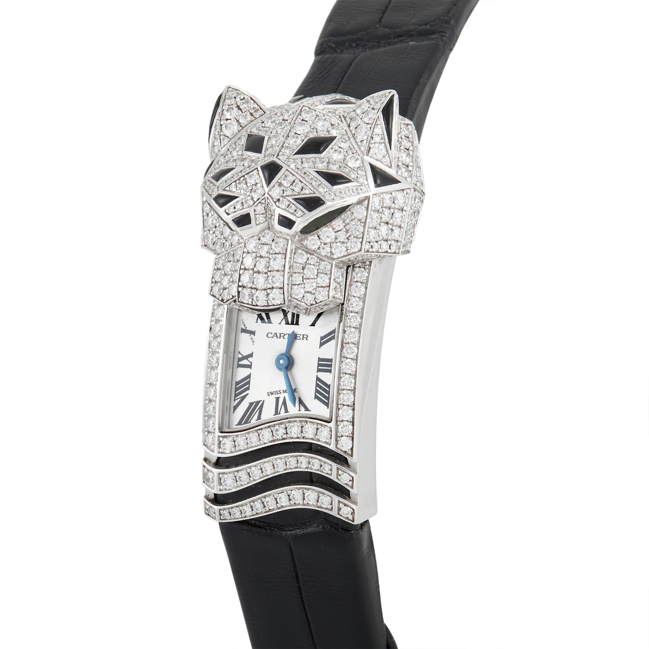 Cartier Montre-bracelet Panthère Secrete de Cartier pour femme 3058 en or blanc et diamants Excellent état à Southampton, PA