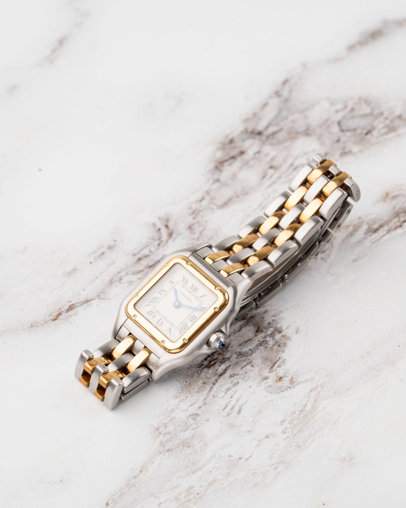 Cartier Panthere SM 1120 2 Row SS/YG 1990er Jahre im Angebot 1