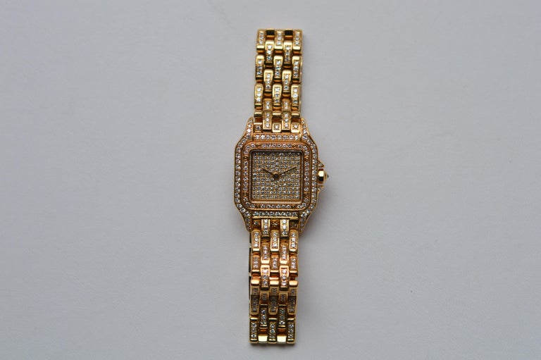Cartier Panthère SM Diamond Pavé
Reference n° WF3078FF
SM (Small Model) Size
20mm X 28mm Size
18K Yellow Gold
Diamond pavé Dial
Custom Diamond Setting
Set with 516 Round Diamond for a total weight of 3.61 carats
Water Resistant 3ATM - 30M - 100