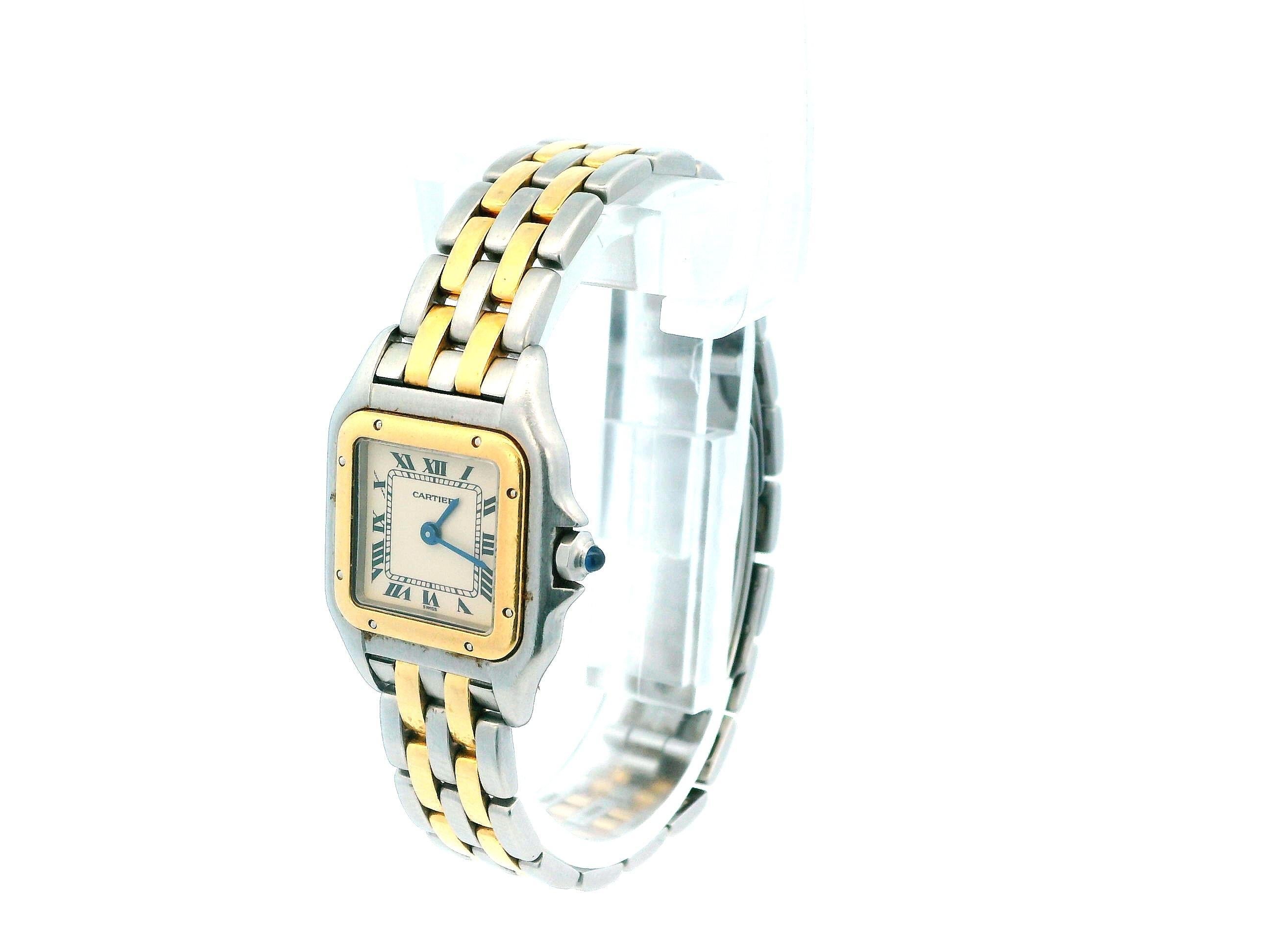 Cartier Panthère small Orologio da donna in oro 18 carati e acciaio inossidabile con scatola e documenti In condizioni buone in vendita a Great Neck Plaza, NY