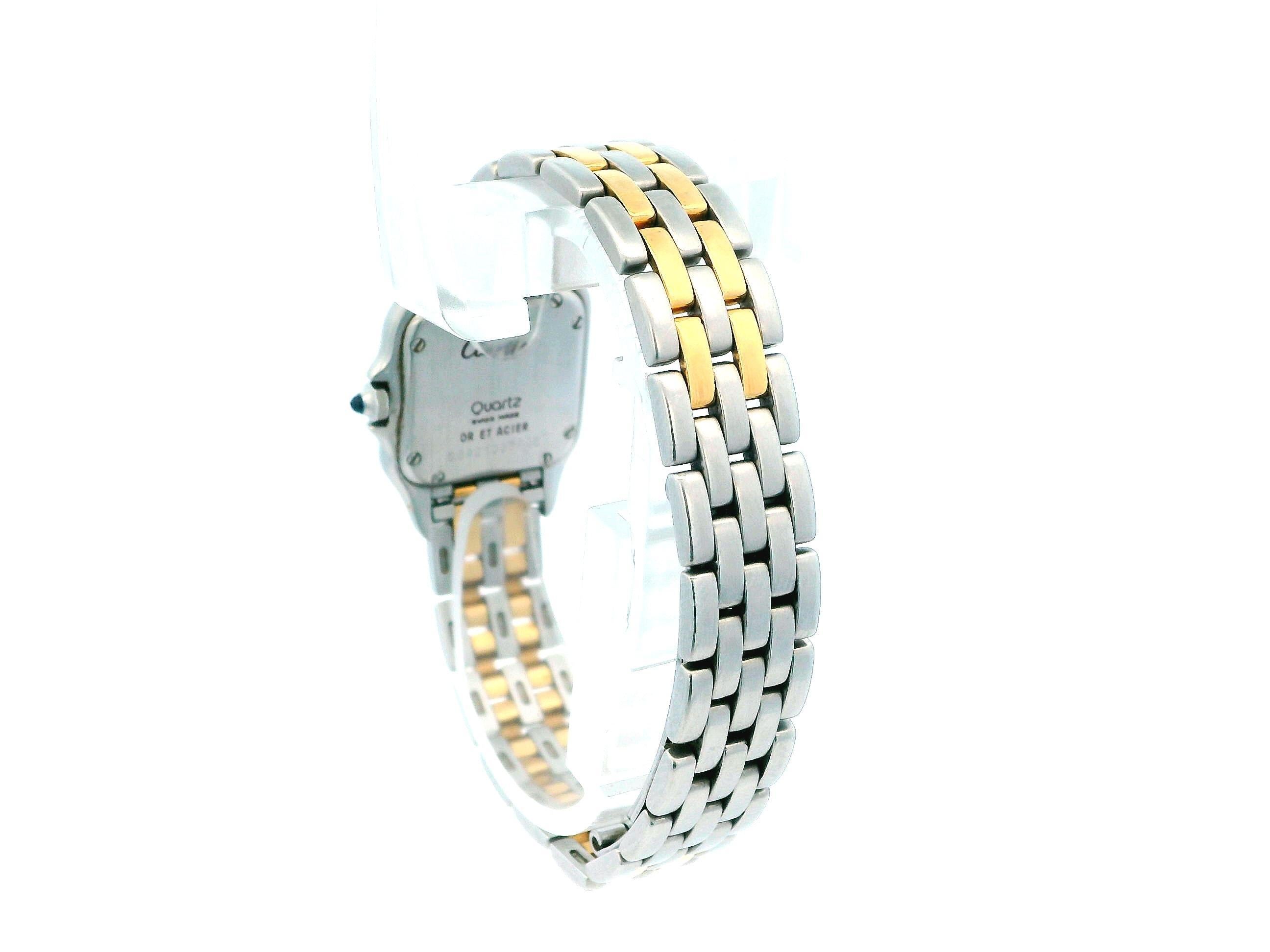 Cartier Panthère small Orologio da donna in oro 18 carati e acciaio inossidabile con scatola e documenti in vendita 1