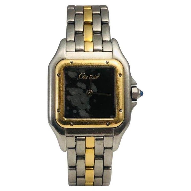 Cartier Panthere Stainless Steel / Yellow Gold Obsidian Dial Ref. 166921  For Sale
