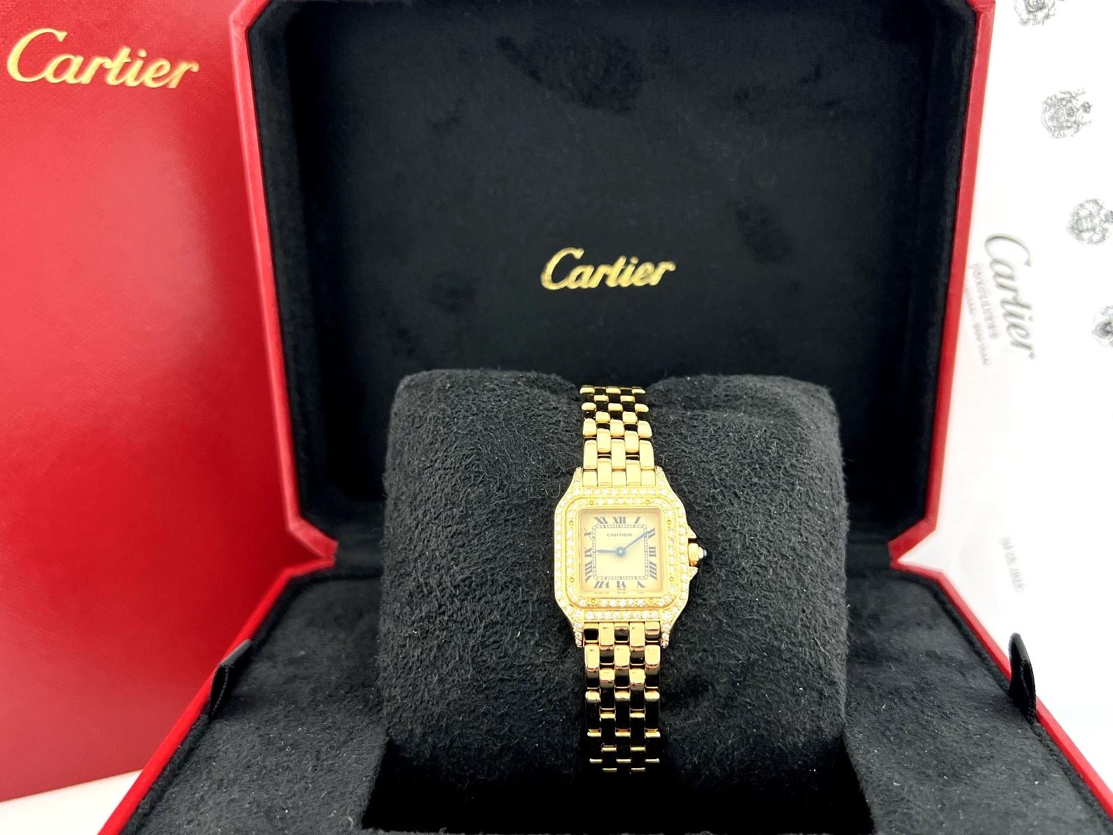 Cartier Panthere Pequeño 866911 22mm Bisel Diamante Oro Amarillo 18K 2025 Servicio en Excelente estado para la venta en San Diego, CA