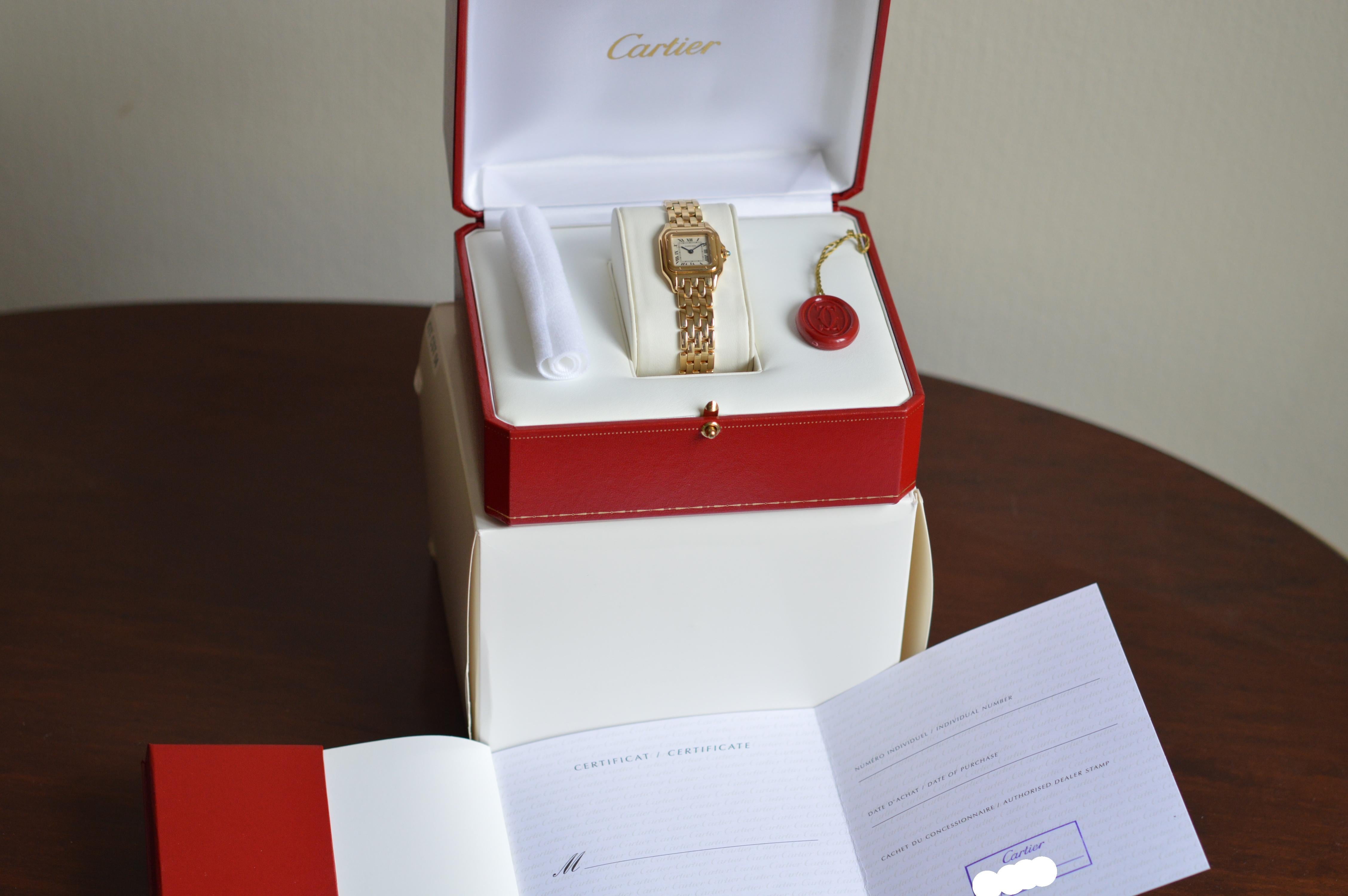 Women's Cartier Panthere Small Model 18k Yellow Gold Unworn Full Set For Sale