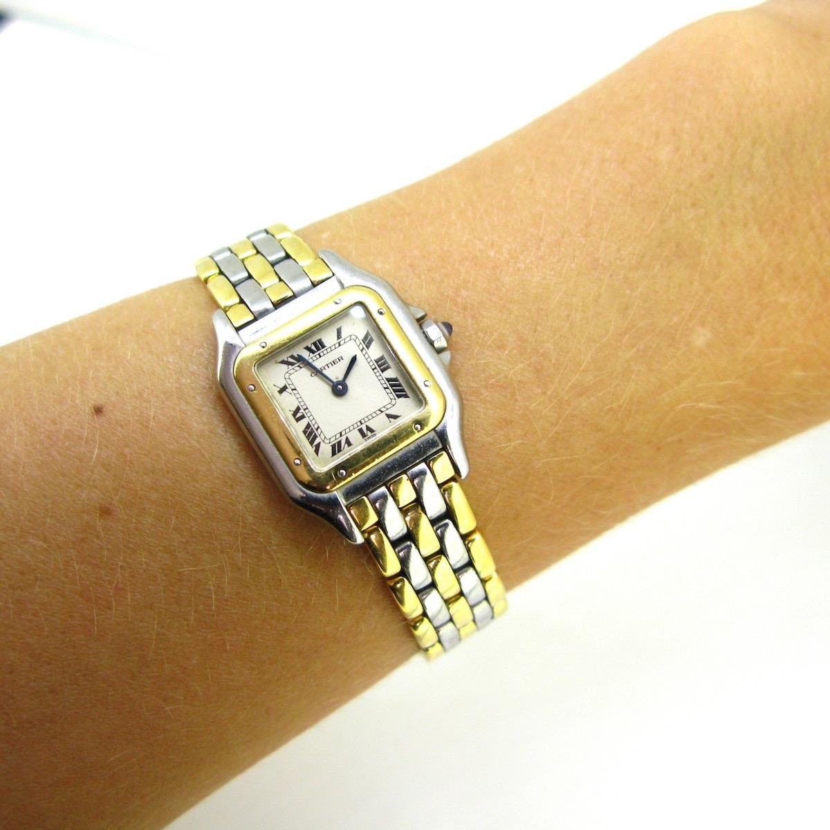 Women's or Men's Cartier Panthere Small Model Yellow Gold and Steel Watch