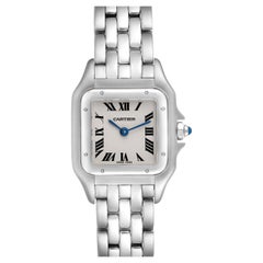 Cartier Panthere Small Silver Dial Steel Ladies Watch W25033P5 Box Papers