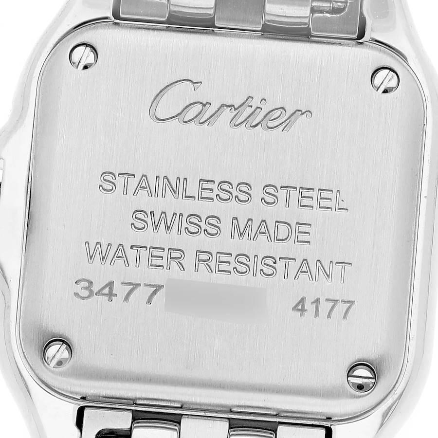 Cartier Panthere Small Steel Diamond Bezel Ladies Watch W4PN0007 Box Card In Excellent Condition In Atlanta, GA