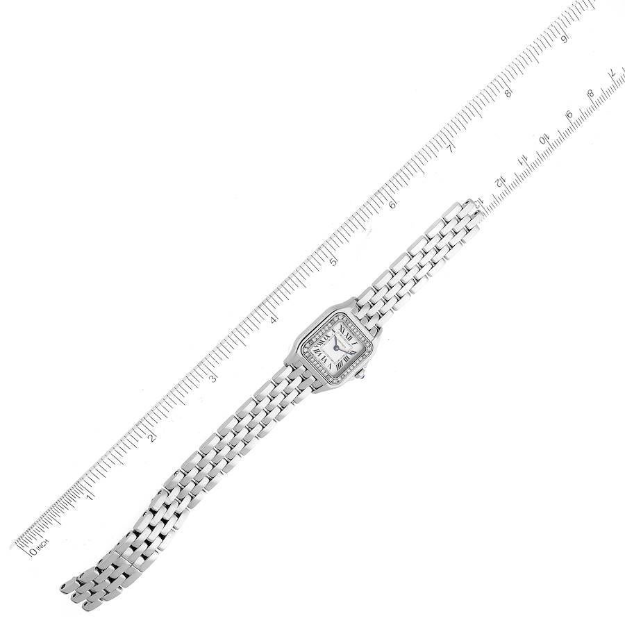 Cartier Panthere Small Steel Diamond Bezel Ladies Watch W4PN0007 Box Card 1