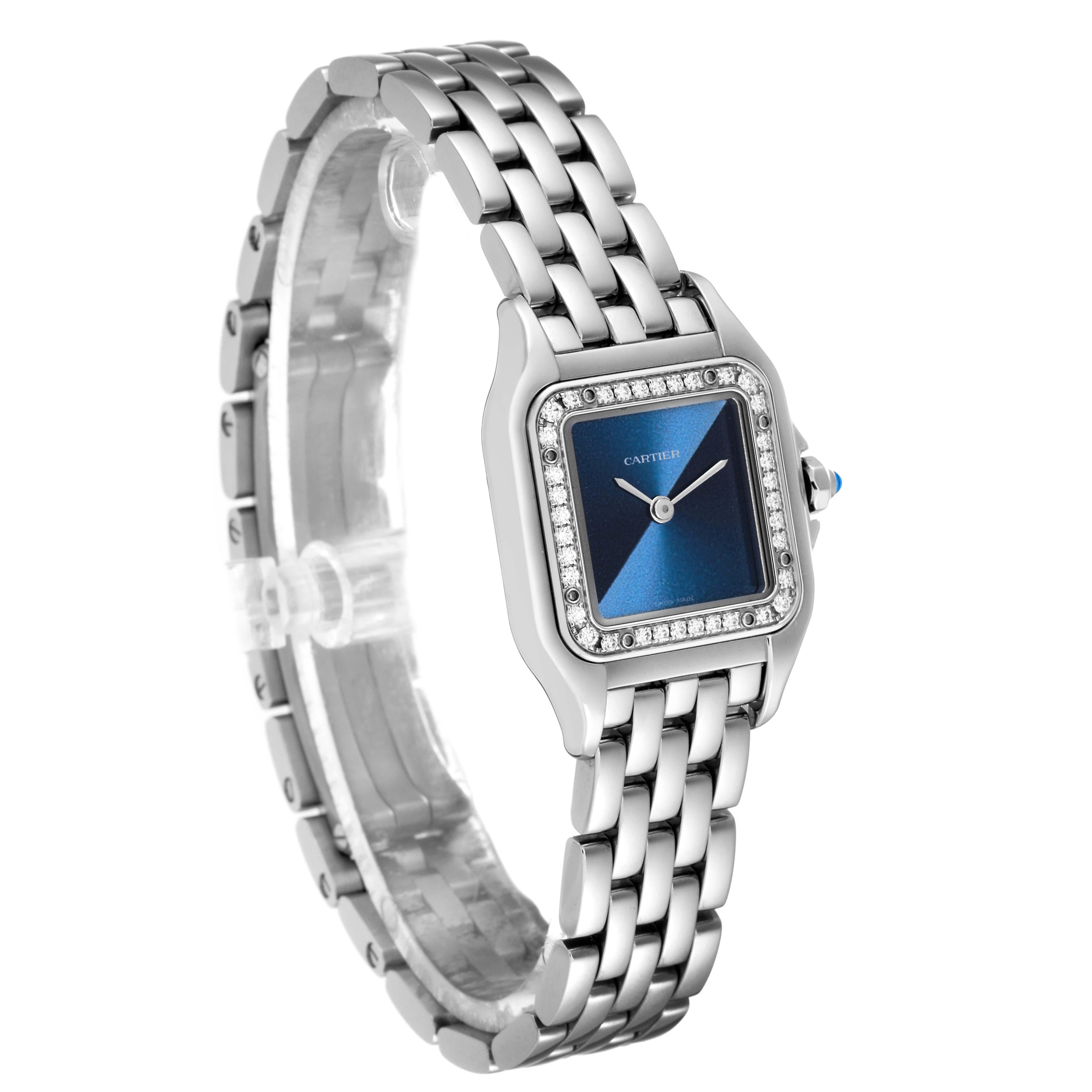 Cartier Panthere Small Steel Diamond Bezel Ladies Watch W4PN0013 Unworn 2