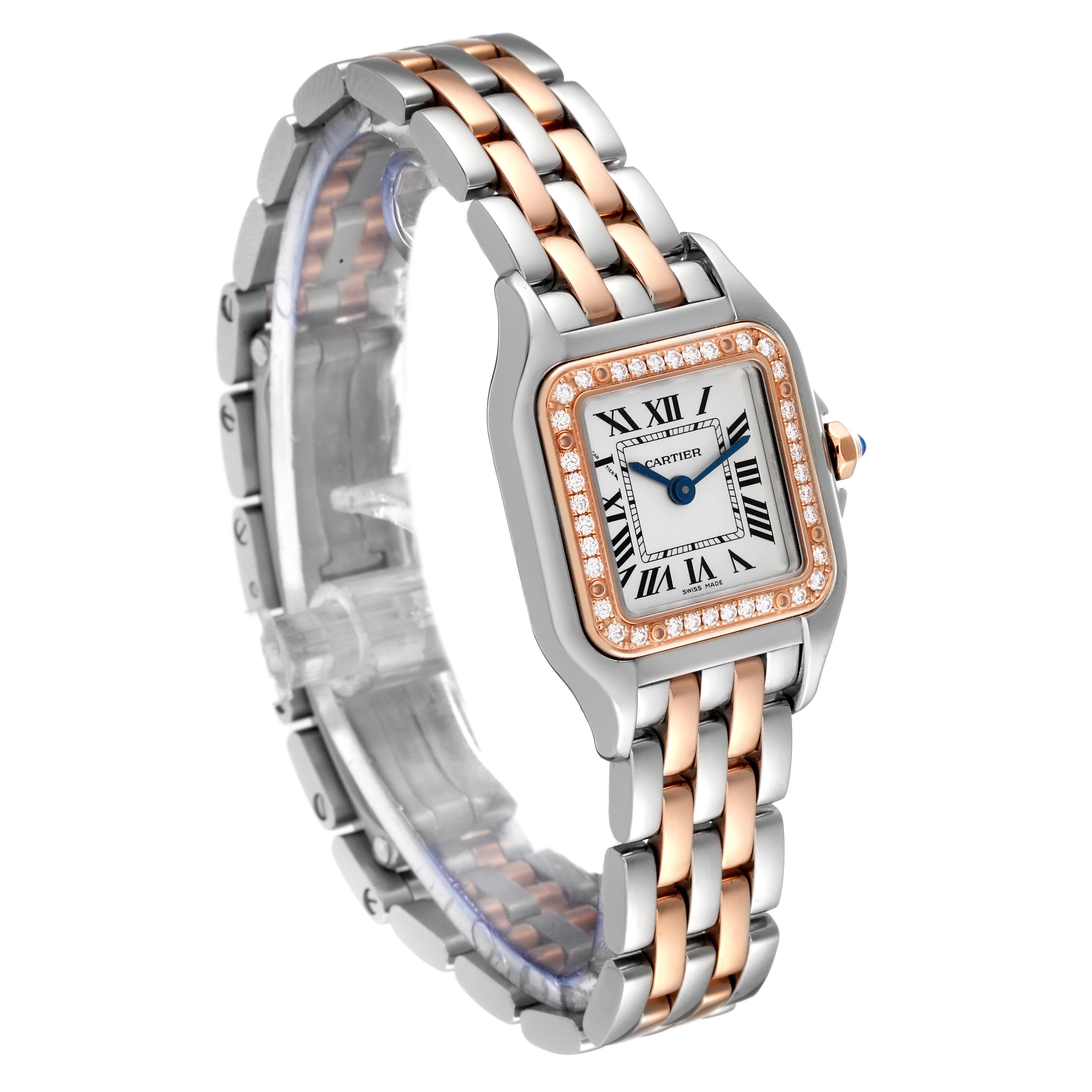 Cartier, petite montre Panthère en acier, or rose et diamants, pour femmes W3PN0006 avec carte de boîte Excellent état - En vente à Atlanta, GA