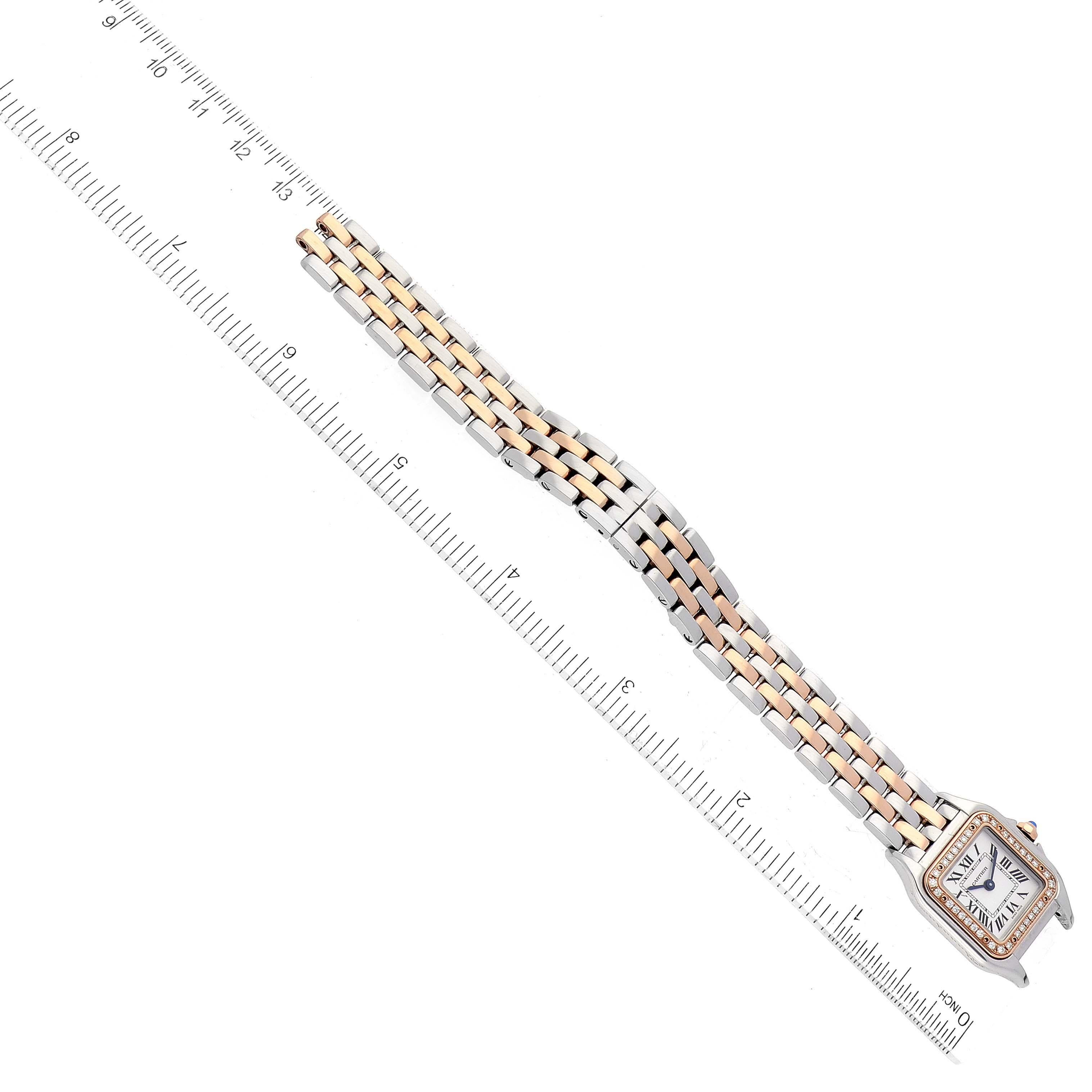 Cartier Panthere Small Steel Rose Gold Diamond Ladies Watch W3PN0006 Box Card For Sale 4