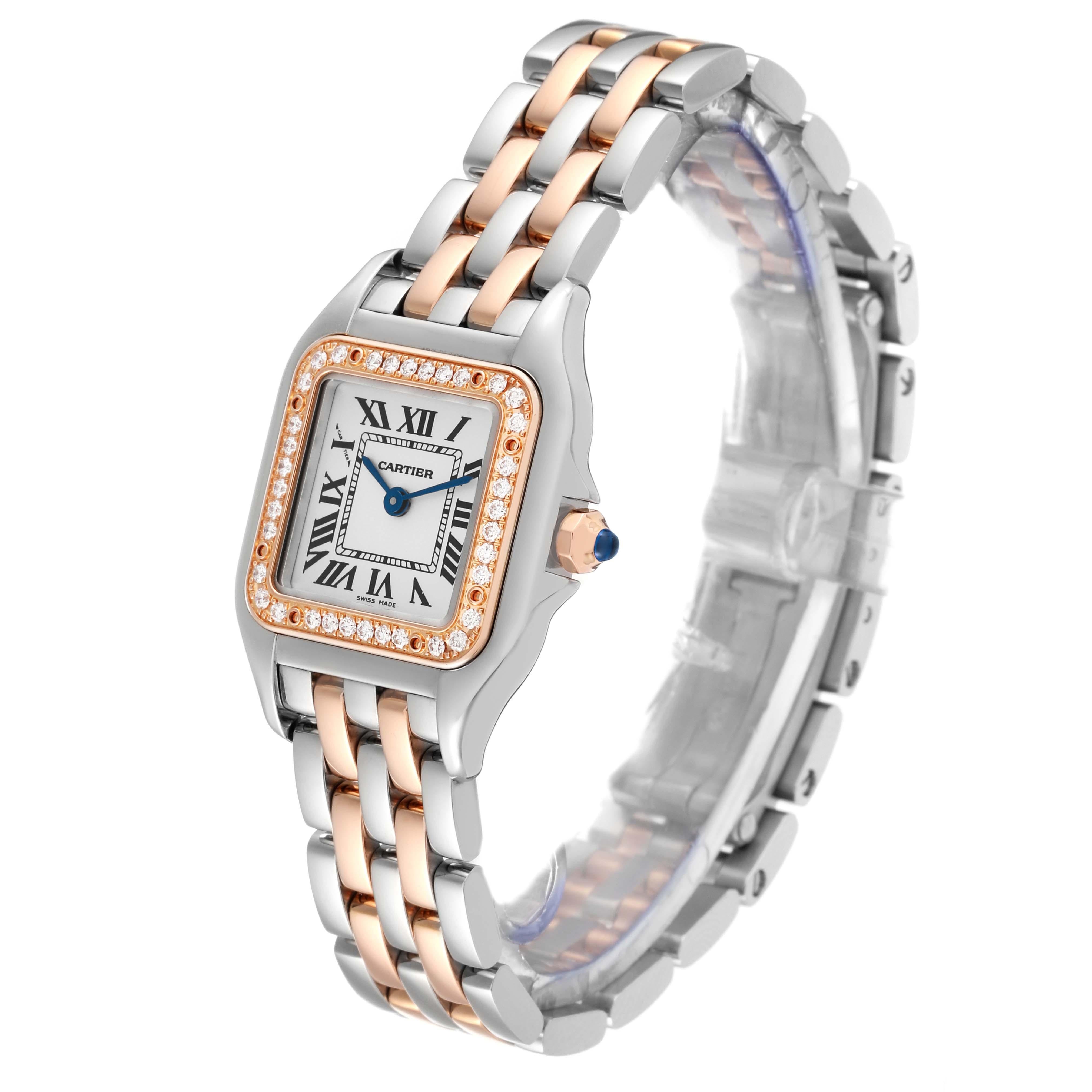 Women's Cartier Panthere Small Steel Rose Gold Diamond Ladies Watch W3PN0006 Card For Sale