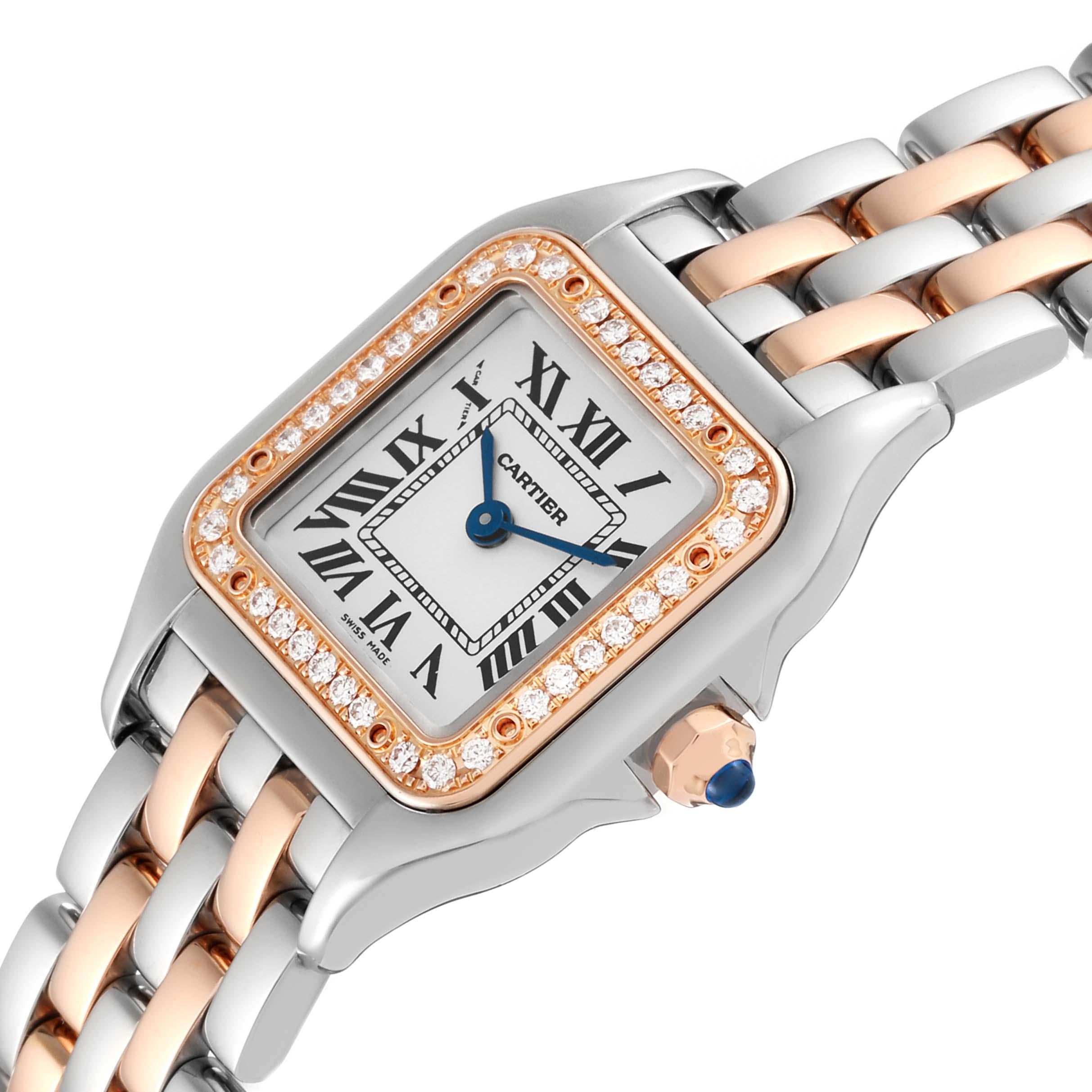 Cartier Panthere Small Steel Rose Gold Diamond Ladies Watch W3PN0006 Card For Sale 1