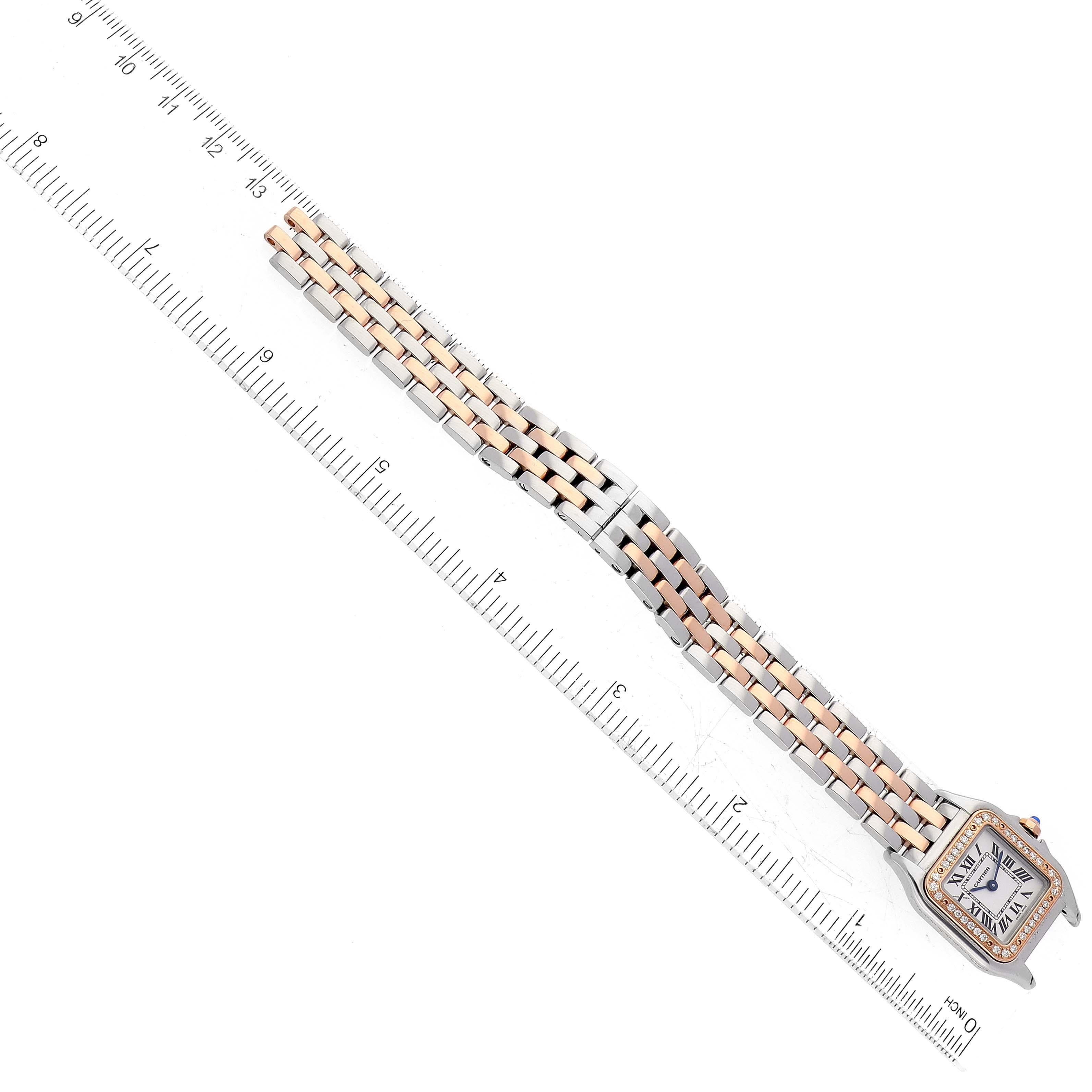 Cartier Panthere Small Steel Rose Gold Diamond Ladies Watch W3PN0006 Card For Sale 4