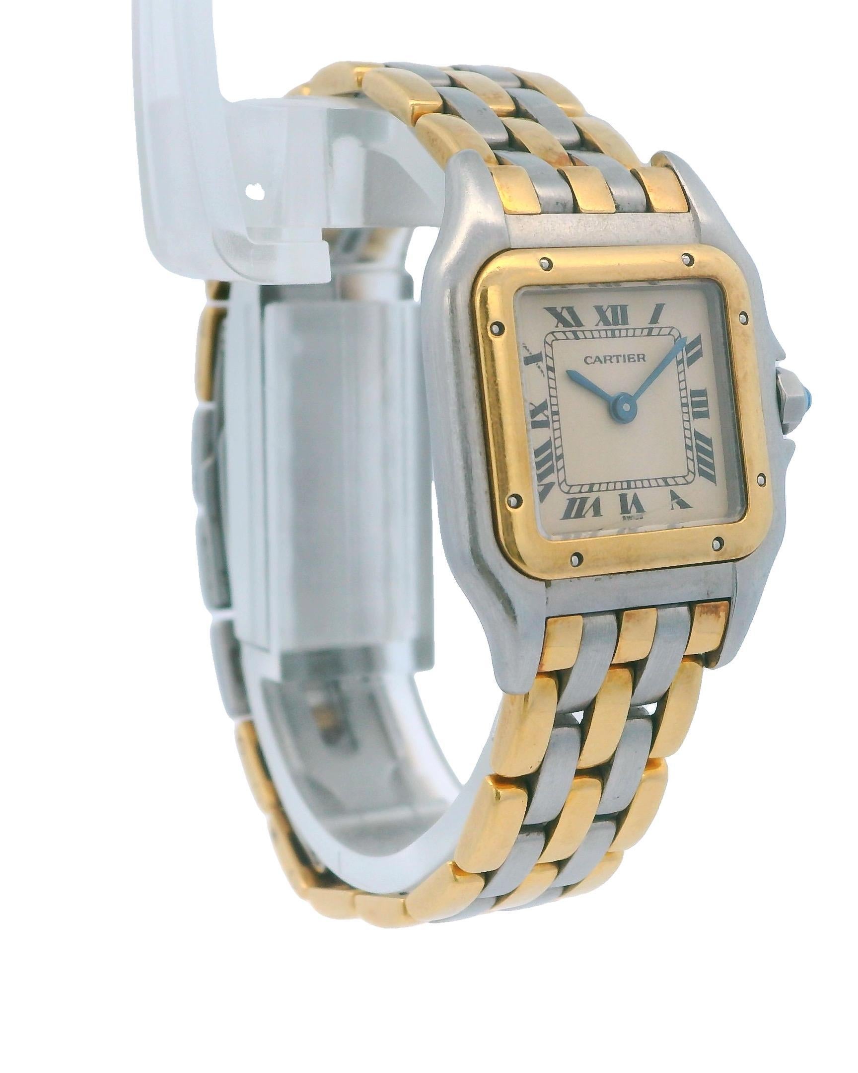 Cartier Panthere Small Three Row Gold 18K & Stainless Steel Box & Papers Excellent état à Great Neck Plaza, NY