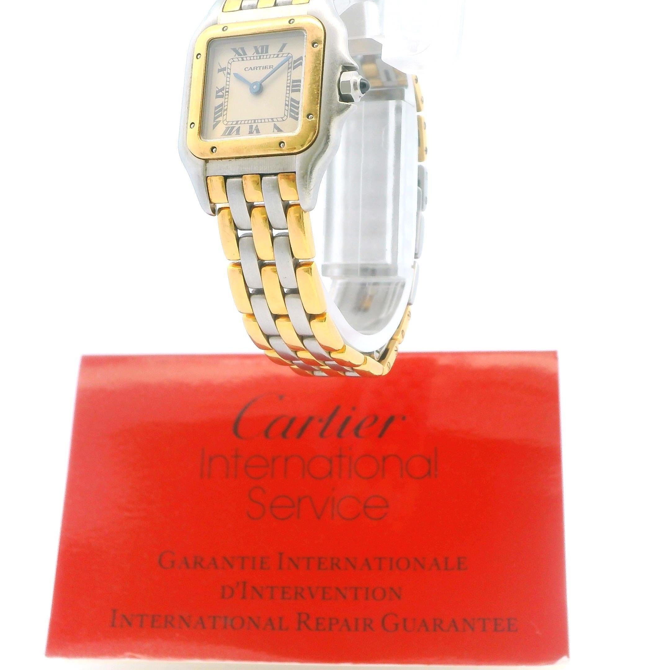 Cartier Panthere Small Three Row Gold 18K & Stainless Steel Box & Papers 4