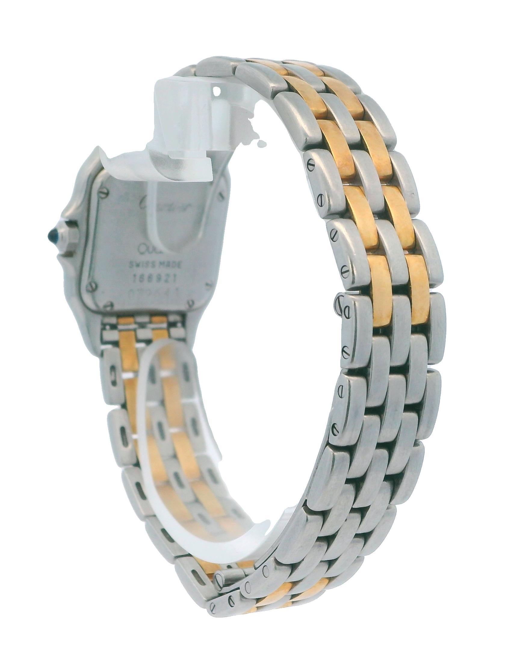 Cartier Panthere Small Two Row 18K Gold & Stainless Steel Watch For Sale 1
