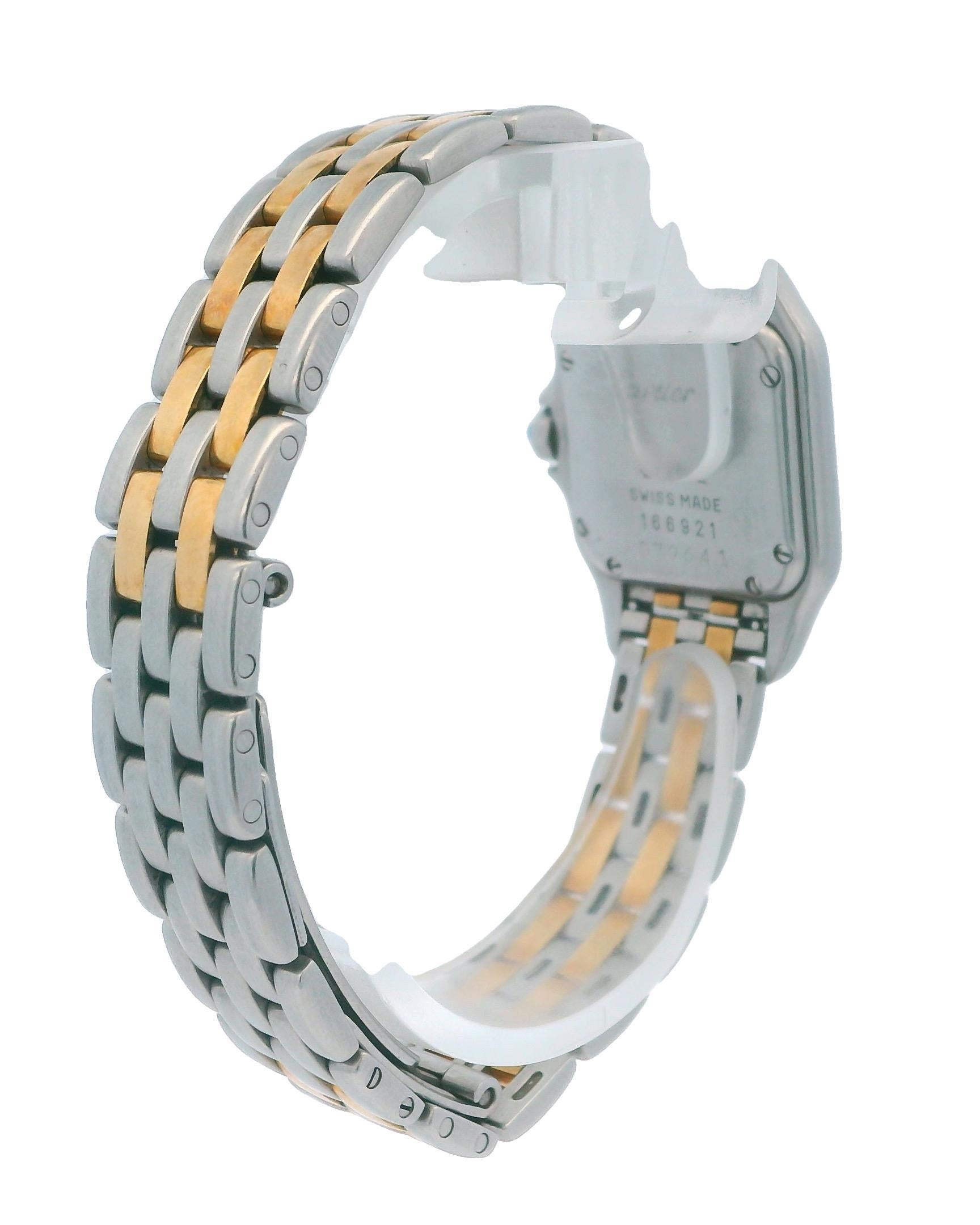 Cartier Panthere Small Two Row 18K Gold & Stainless Steel Watch For Sale 3