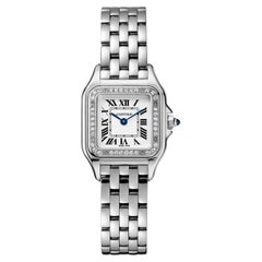 Cartier Panthere Kleine Uhr aus Edelstahl mit Diamant-Lünette in Fabrik-Diamant-Lünette