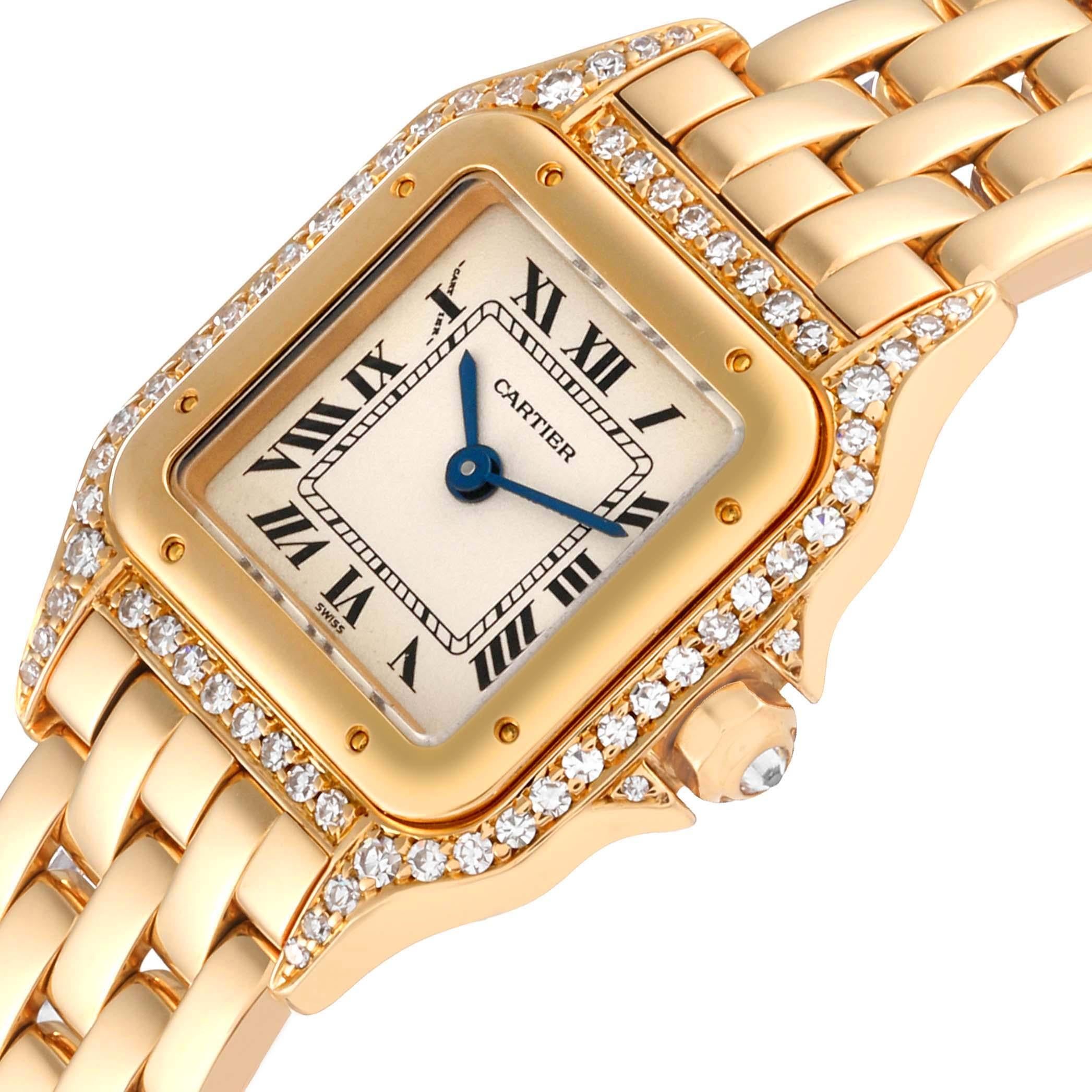 Cartier Panthere Small Yellow Gold Diamond Ladies Watch 17439 2
