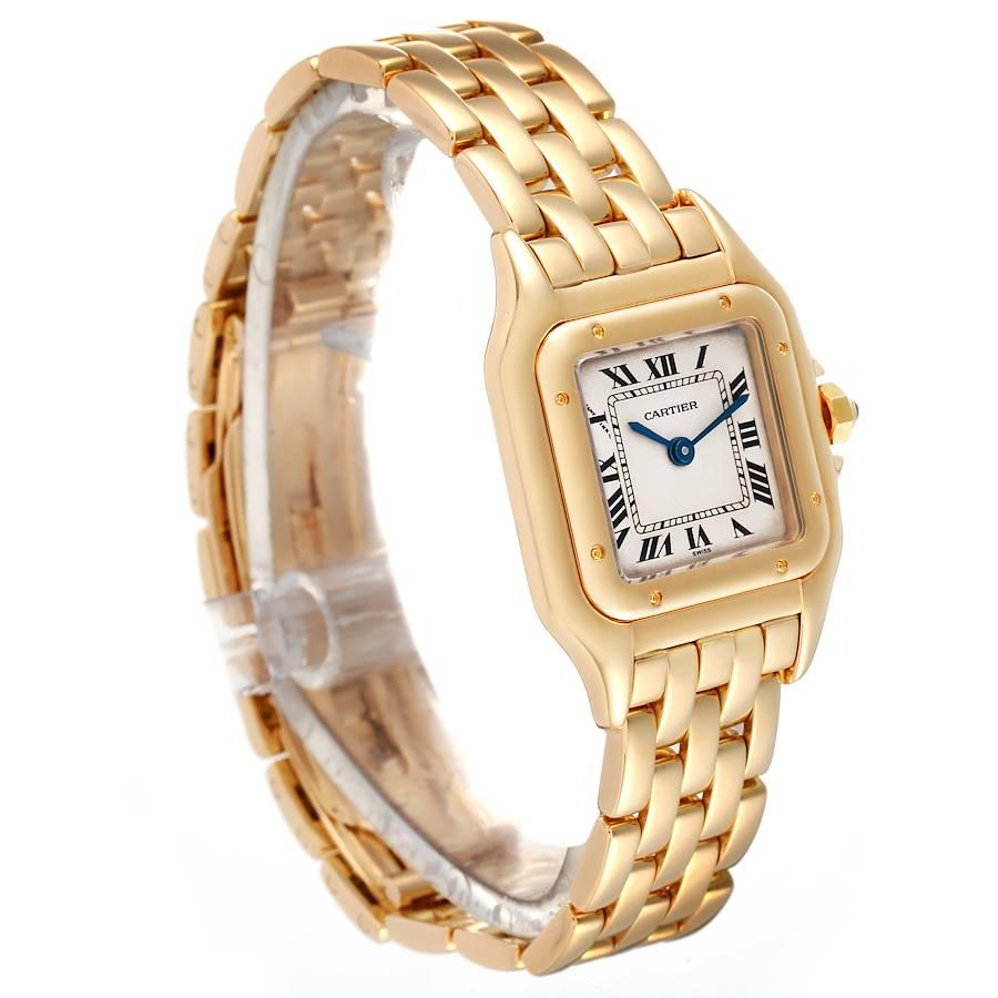 Cartier Panthere Small Yellow Gold Silver Dial Watch W25022B9 In Excellent Condition In Atlanta, GA
