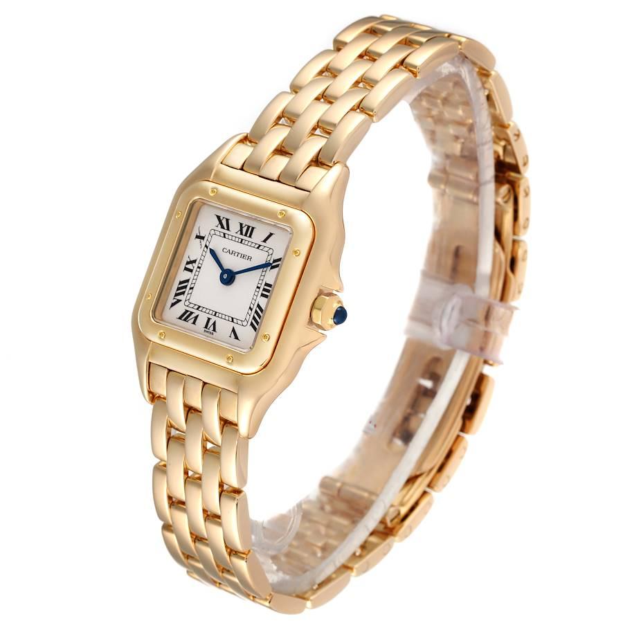 Cartier Panthere Small Yellow Gold Silver Dial Watch W25022B9 In Excellent Condition In Atlanta, GA