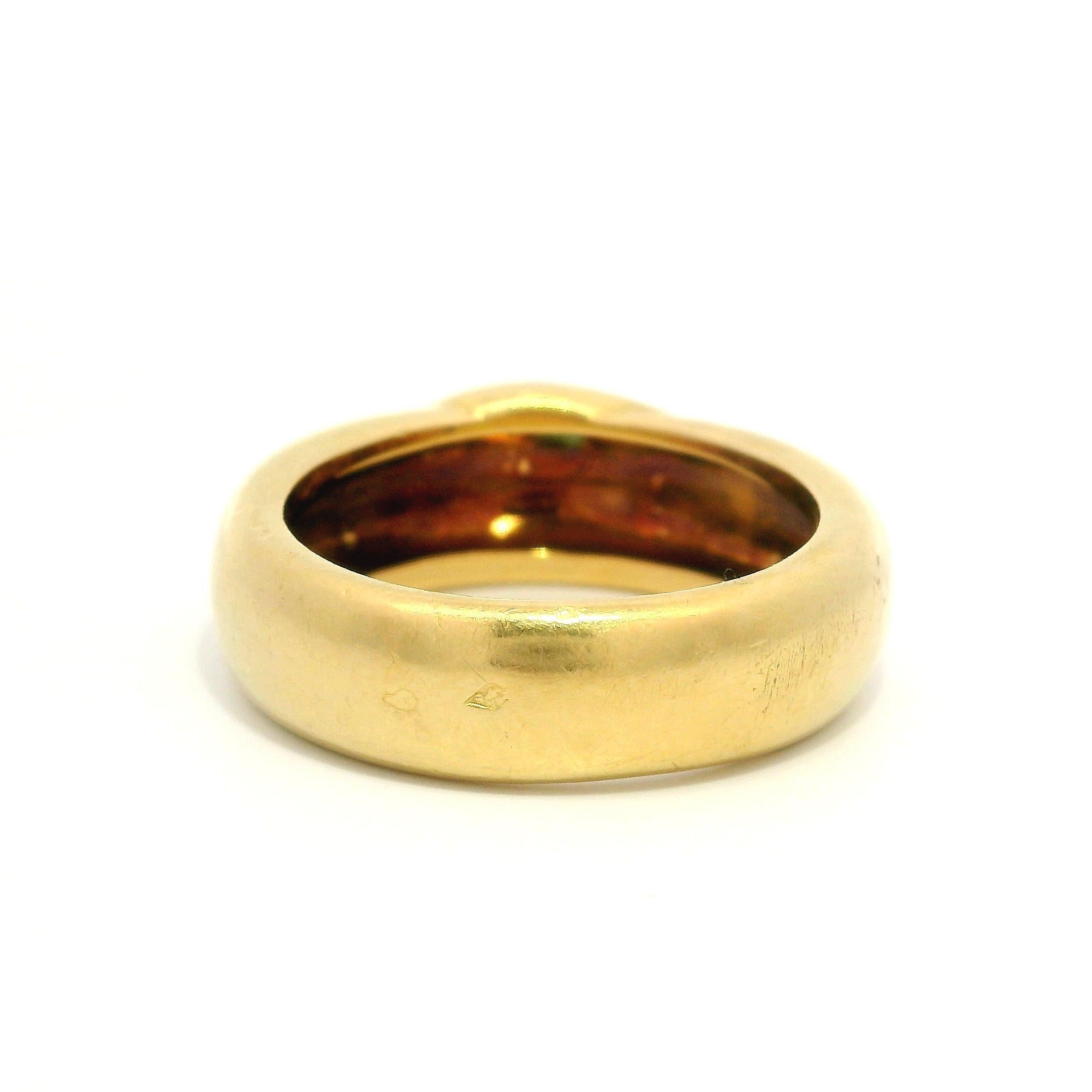 Pear Cut Cartier Panthere Solid 18k Yellow Gold Emerald Eye Band Ring Size 60