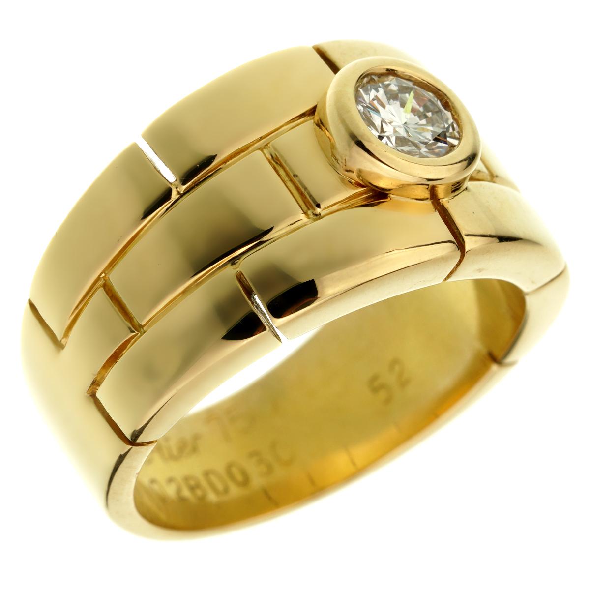Cartier Panthere Solitär Gelbgold Band Ring (Rundschliff) im Angebot