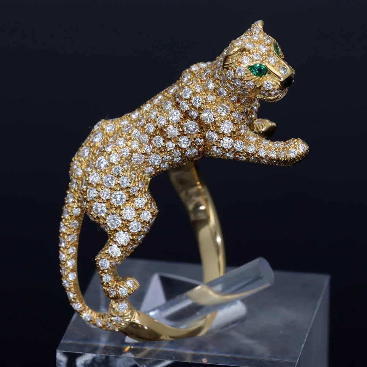 Cartier Panthere Sookie Diamond Emerald Onyx 18K Yellow Gold Ring US 7 For Sale 3
