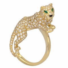 Cartier Panthère Sookie Ring 18K Yellow Gold with Diamonds, Emerald & Onyx, US 7