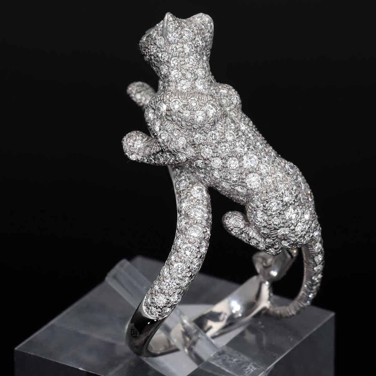 Cartier Panthere Sookie Diamonds Emeralds Onyx K18 White Gold Ring US 6 1/4 For Sale 10