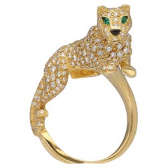Cartier Panthère Sookie Ring 18K Yellow Gold with Diamonds, Emerald & Onyx, US 7