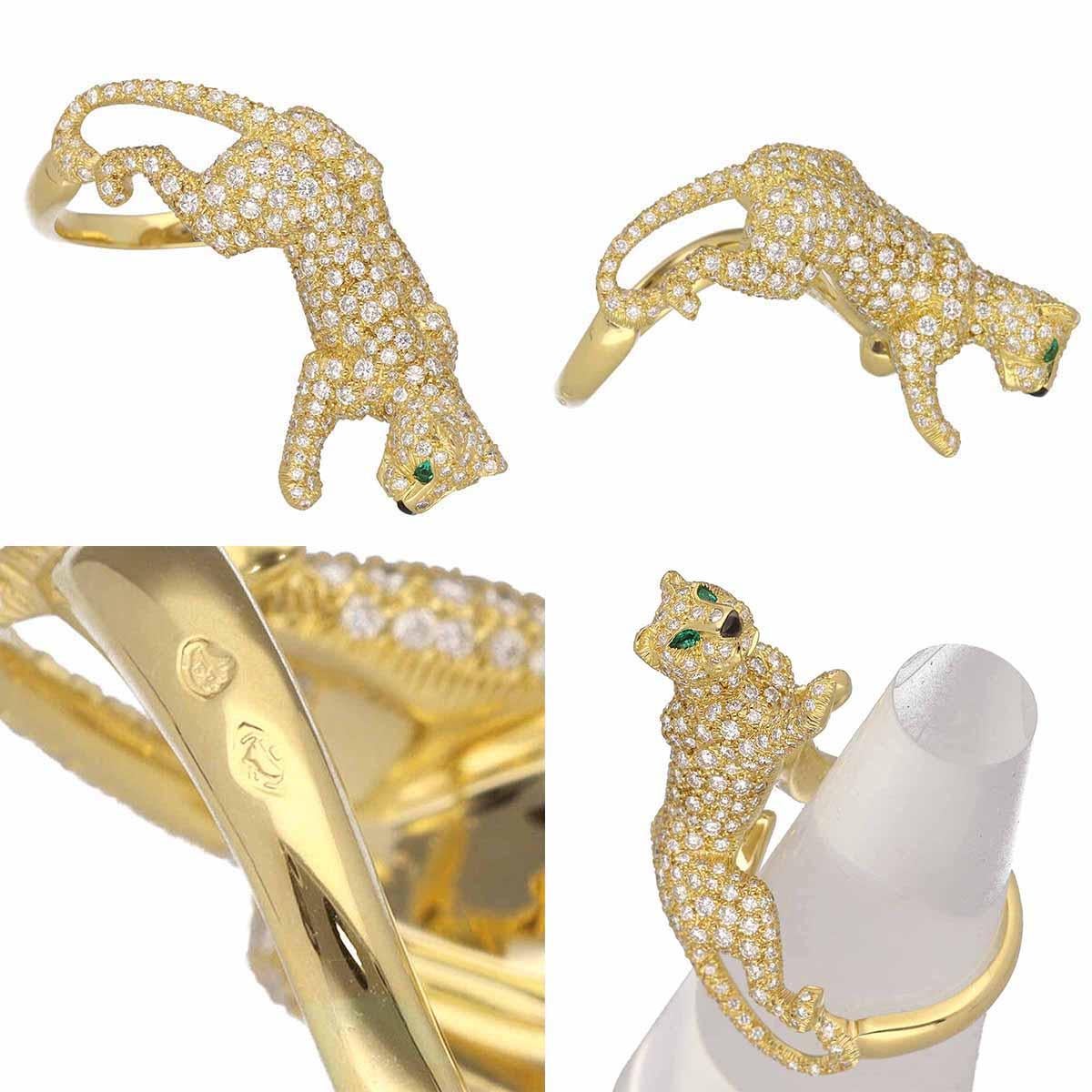 Cartier, bague panthère Sookie en or jaune 18 carats avec diamants et émeraudes en vente 1