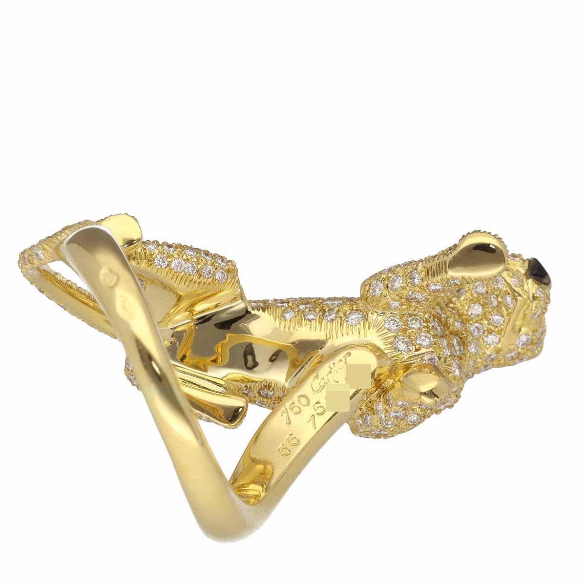 Cartier Panthere Sookie Ring Diamant Smaragd Onyx 18 Karat Gelbgold US Größe 7 im Angebot 1