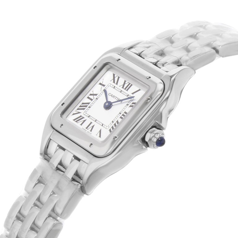 Cartier Panthere Square Face Silver Dial Steel Quartz Ladies Watch Wspn0006 For Sale At 1stdibs