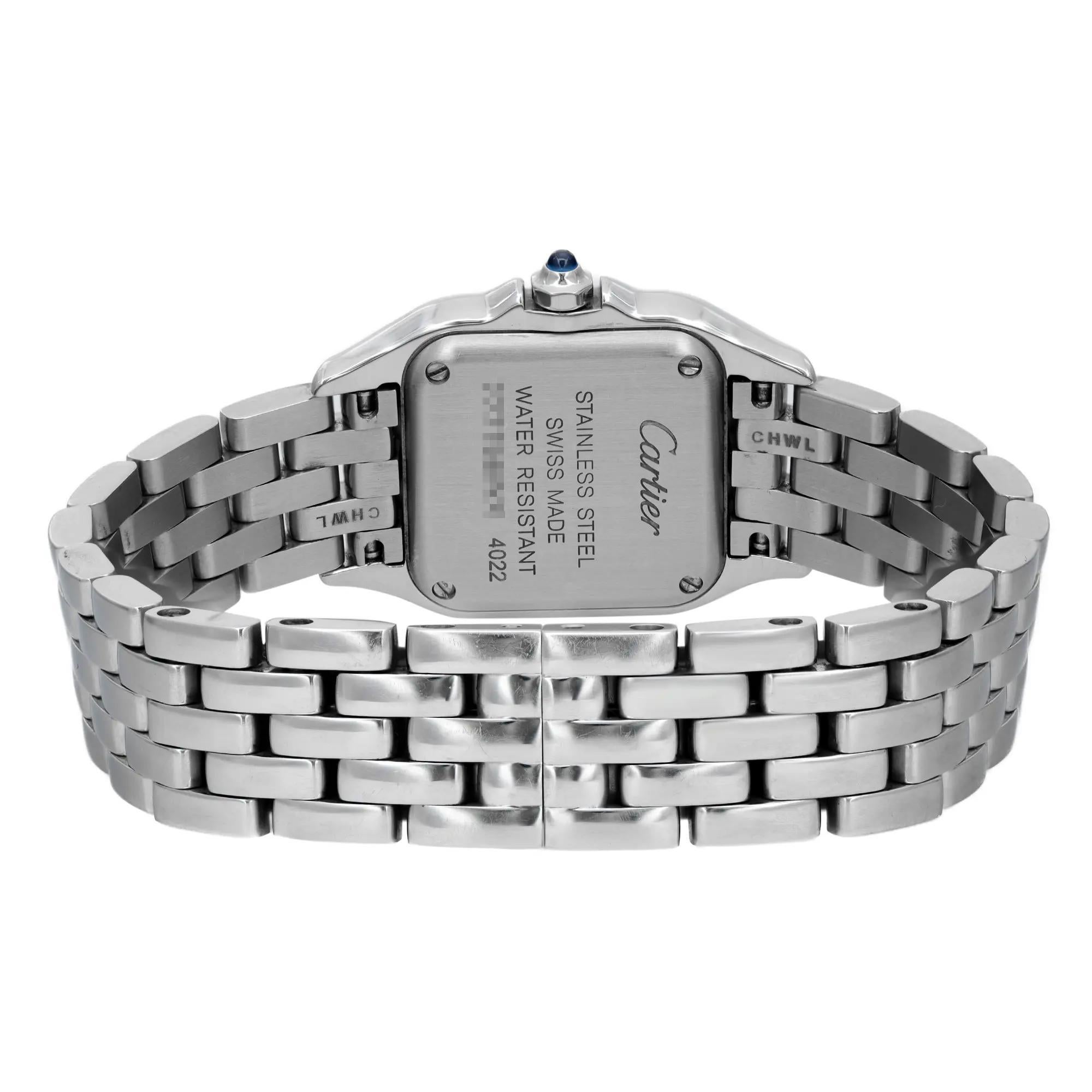 Cartier Panthere esfera cuadrada 22mm Esfera plateada Reloj de cuarzo de acero para mujer WSPN0006 1