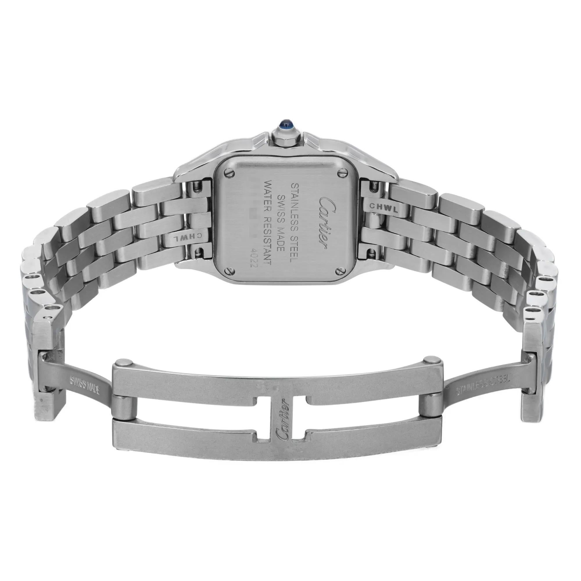 Cartier Panthere esfera cuadrada 22mm Esfera plateada Reloj de cuarzo de acero para mujer WSPN0006 2