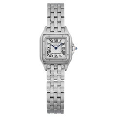 Cartier Montre Panthère carrée à cadran argenté 22 mm et quartz acier pour femmes WSPN0006