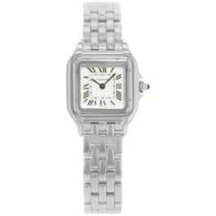 Cartier Panthere Square Face Silver Dial Steel Quartz Ladies Watch WSPN0006